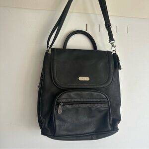 Multi Sac Black Convertible
Backpack Crossbody Bag
Nylon & Vegan Leather